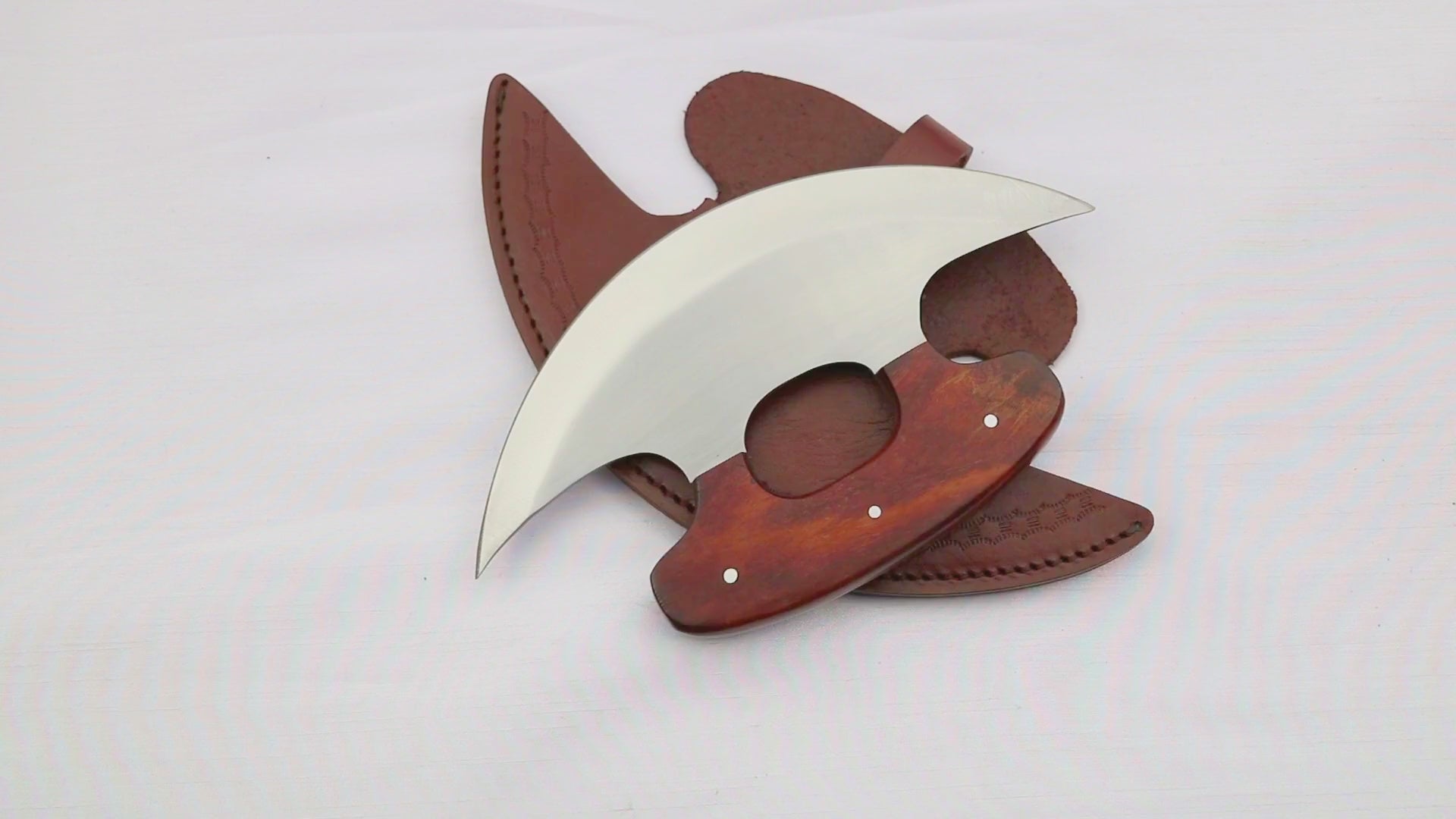 Handcrafted Ulu Knife with Stainless Steel Blade & Rosewood Handle – Unique Kitchen Tool