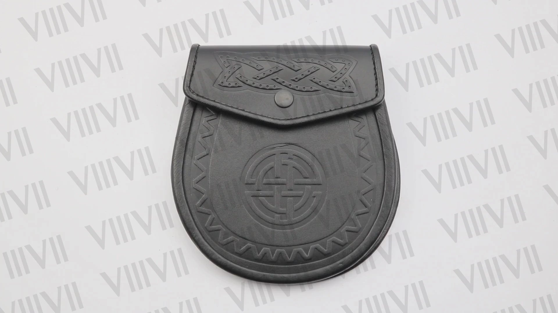 Celtic Embossed Full Day Sporran Cowhide Leather Highland Games Burns Night Hogmanay Tartan Day Scottish Parades