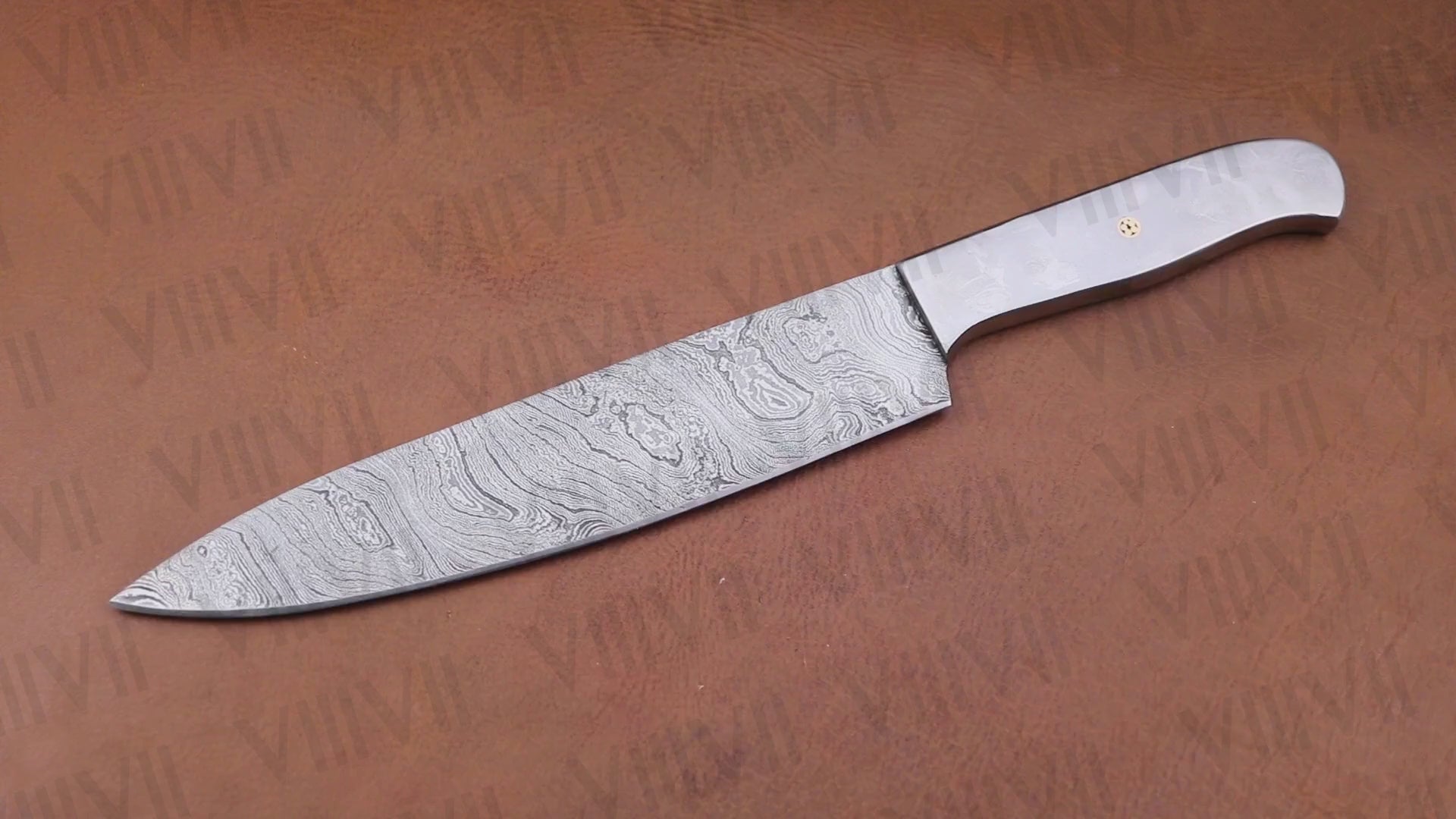 Professional Chef Knife in Damascus Steel with Stainless Steel Handle – Precision Cutting Tool