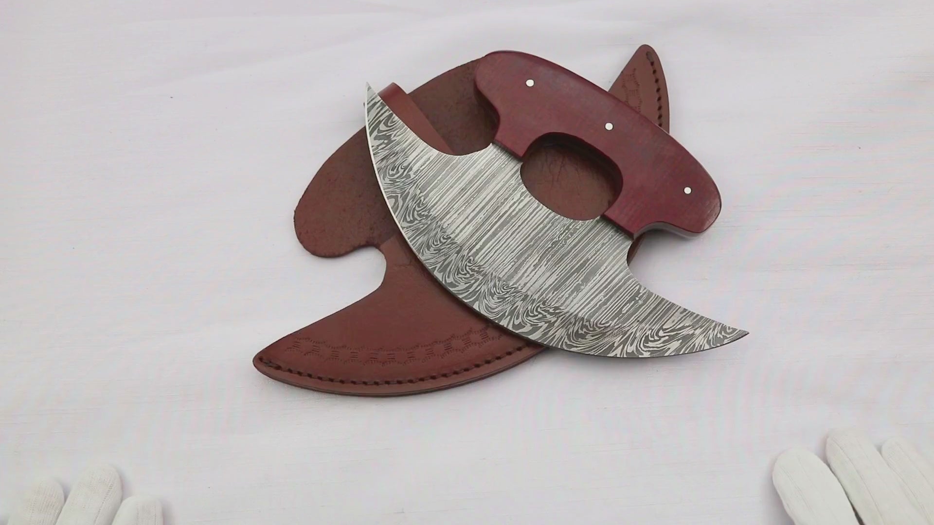 Pizza Knife, Alaskan Ulu Knife Hand-Forged from Damascus Steel with Micarta Handle  Unique Kitchen Tool & Gift