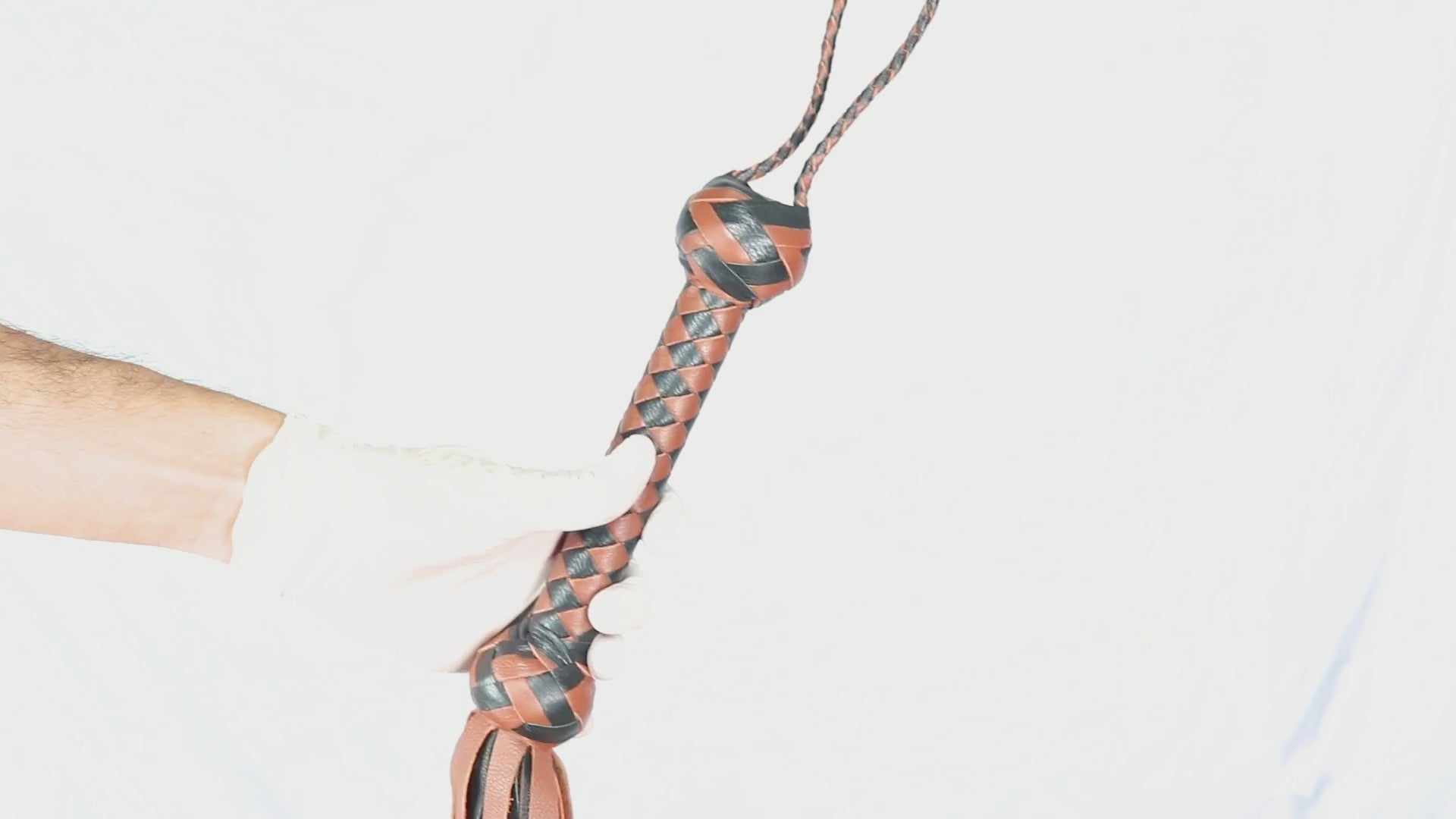 Real Cowhide Leather Flogger 25 Falls 18'' long BDSM Impact Whip, Thuddy Spanking Toy, Braided Handle Kink Gear, Handmade Discipline Tool