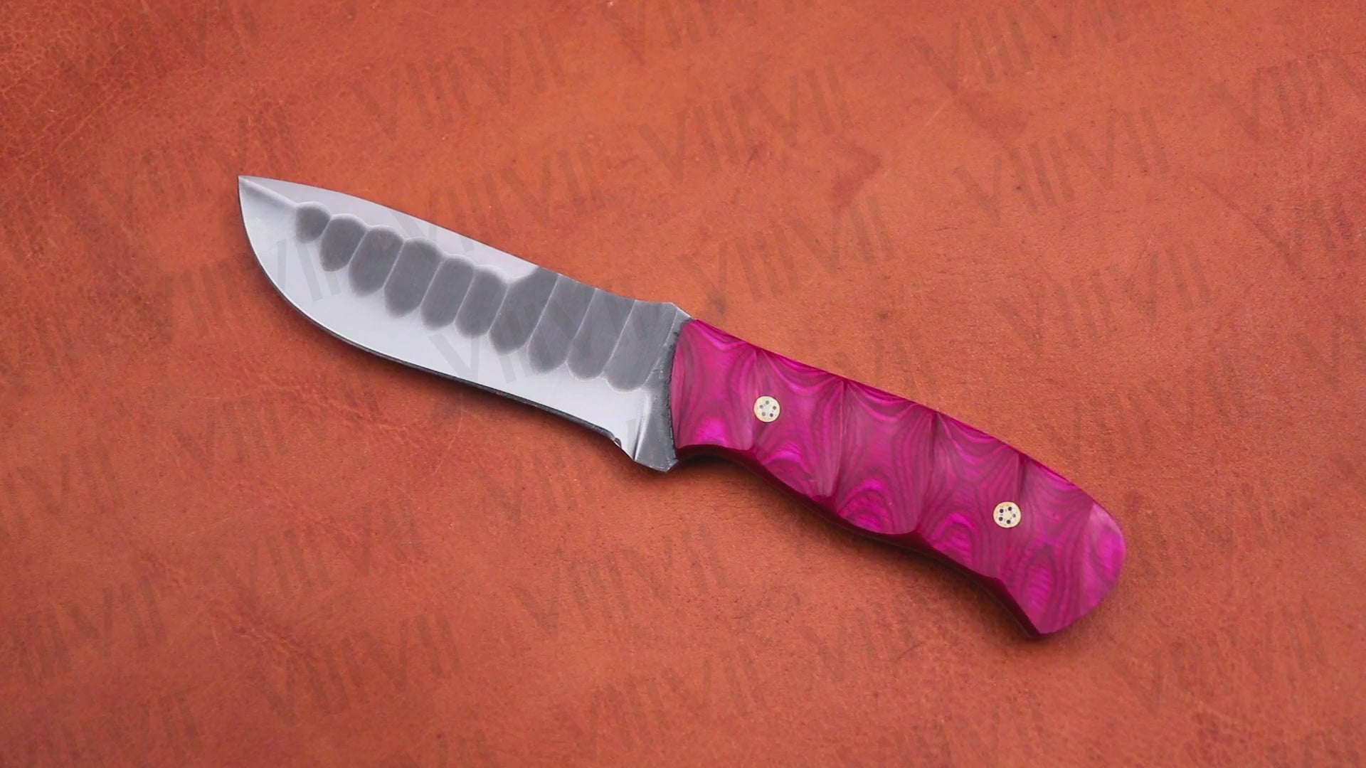 Forged Bushcraft Knife with D2 Steel Blade & Pink Ashwood Handle – Gift for Hunters, Campers, Survivalists & Outdoor Enthusiasts