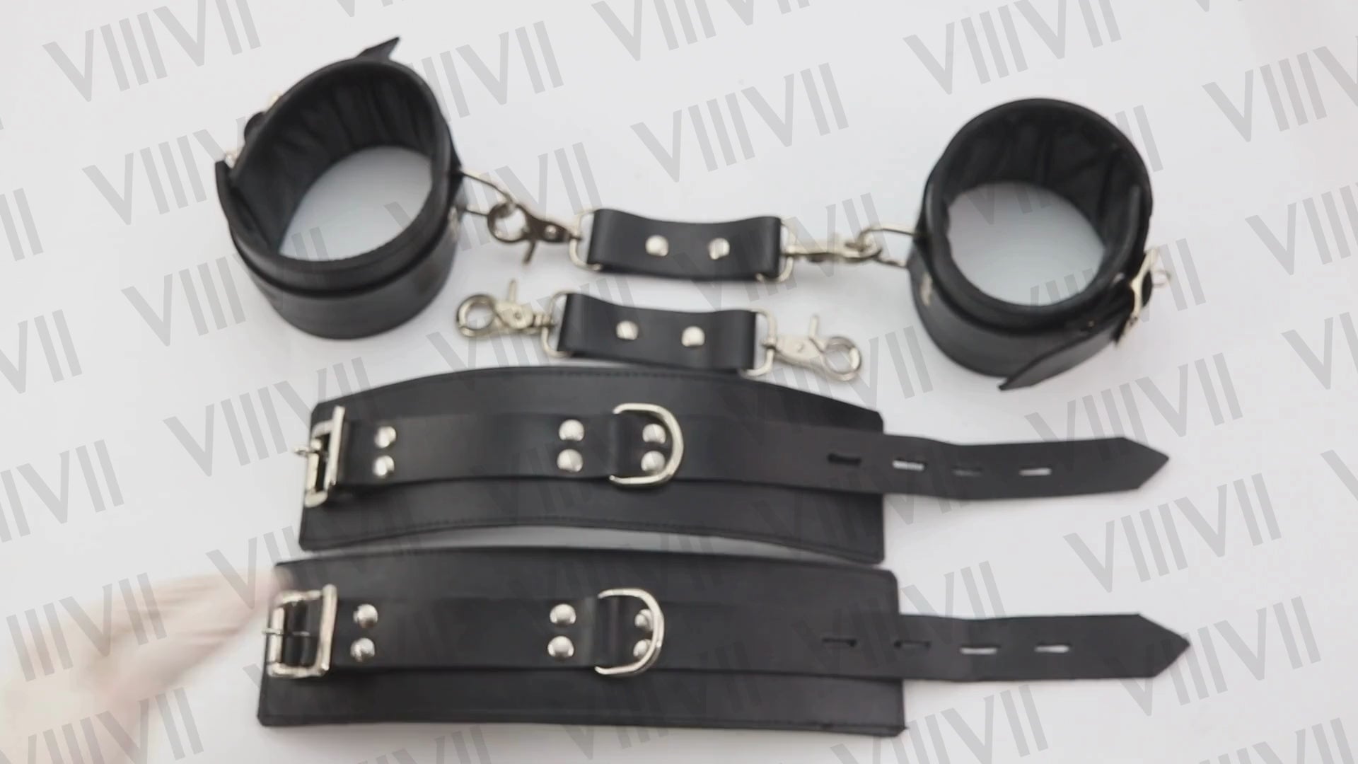 Genuine Leather Wrist Ankle Bondage Cuffs Set, Lockable BDSM Restraints, Fetish Restraint Cuffs for Submissive Play Roleplay