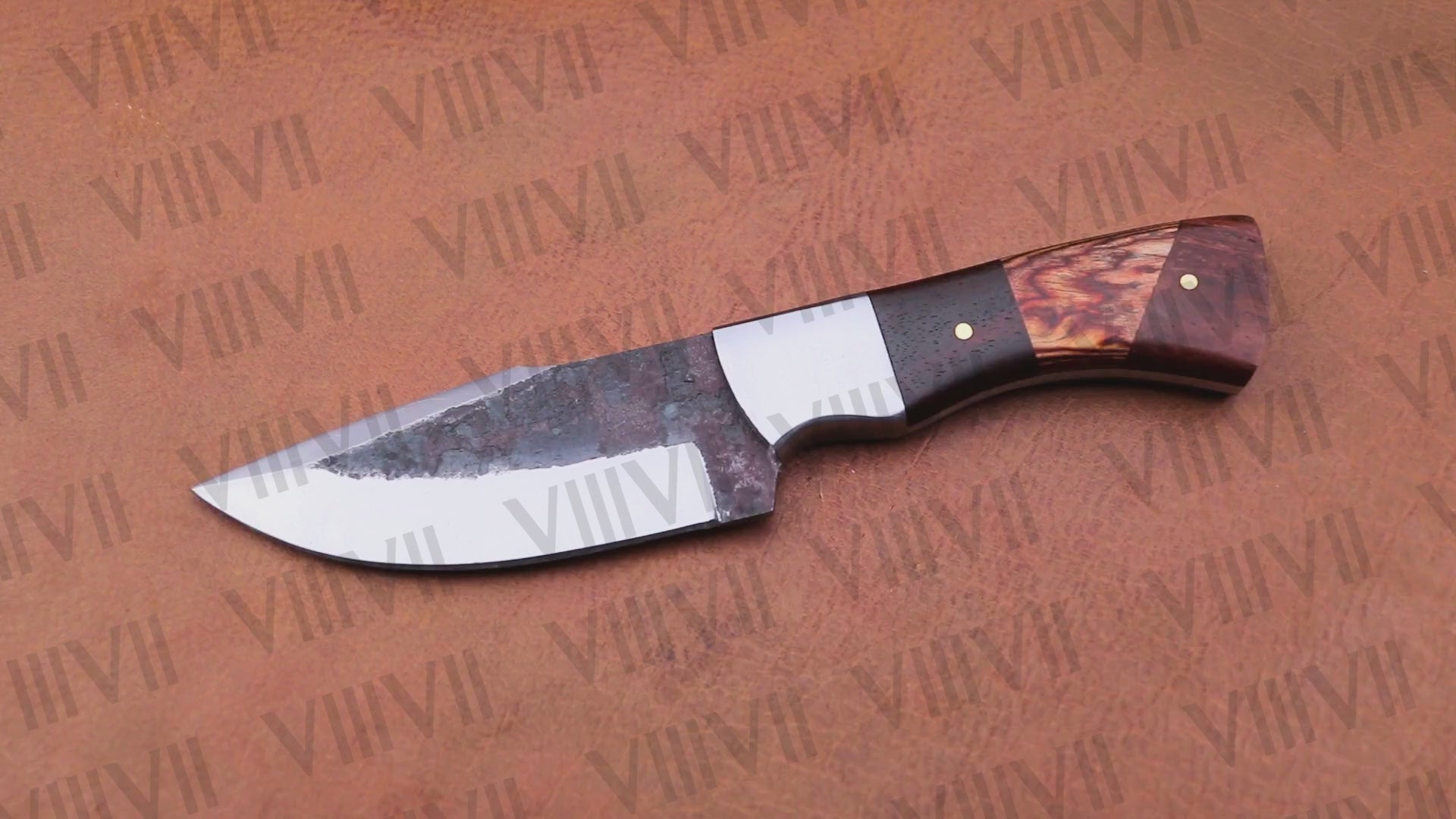 Handmade Stainless Steel Hunting Knife – Rosewood Handle & Forged Finish | Outdoor Skinning Knife & Gift for Him