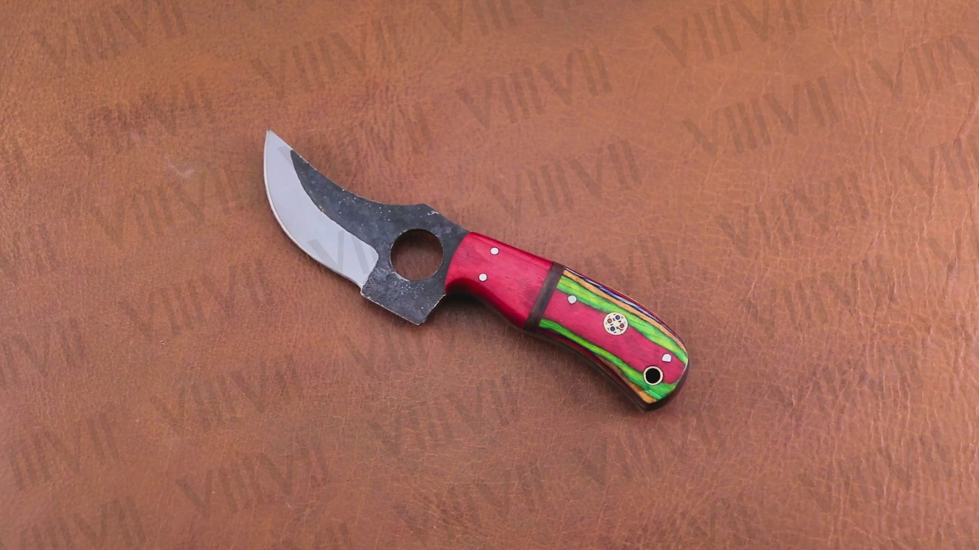 Hand-Forged Skinning Knife with Stainless Steel Blade & Multi Wood Handle – Hunting, Skinning & Outdoor Utility Knife