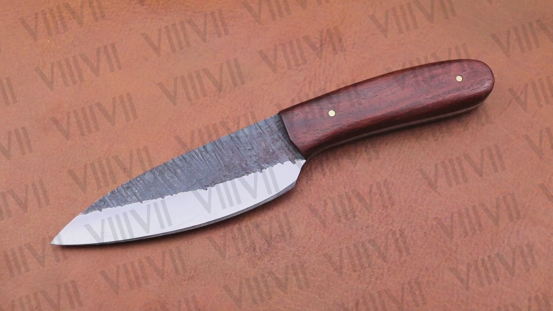 Forged Effect Hunting Knife – Rosewood Handle | Full Tang Outdoor Knife for Camping, Skinning & Gifting