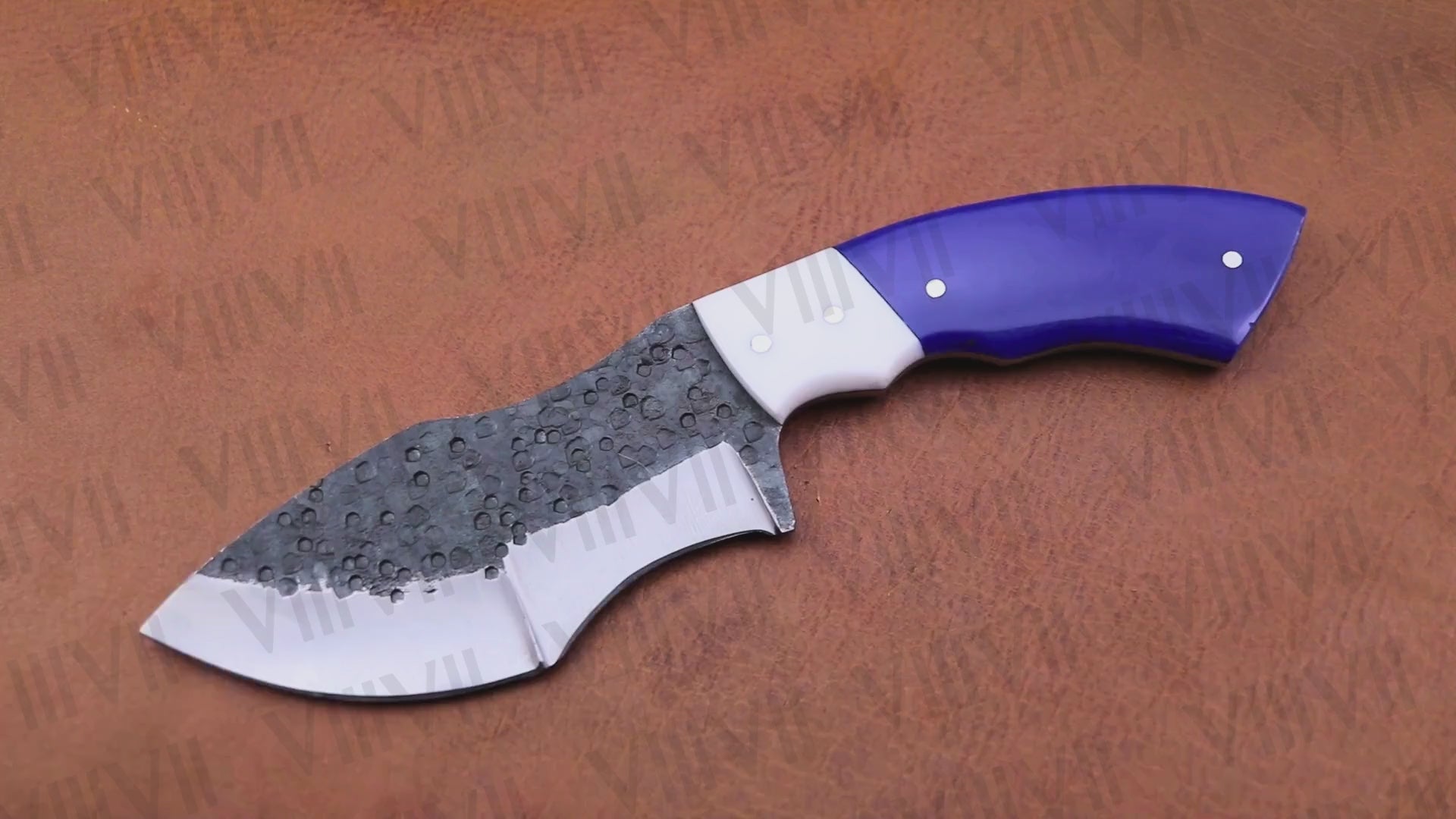 Handmade Hunting Knife – Purple Resin Handle & Forged Stainless Blade | Full Tang Outdoor Knife for Gifting, Skinning & Camping